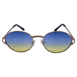 6153 | Blue/Yellow Two Tone Oval Lens Sunglasses